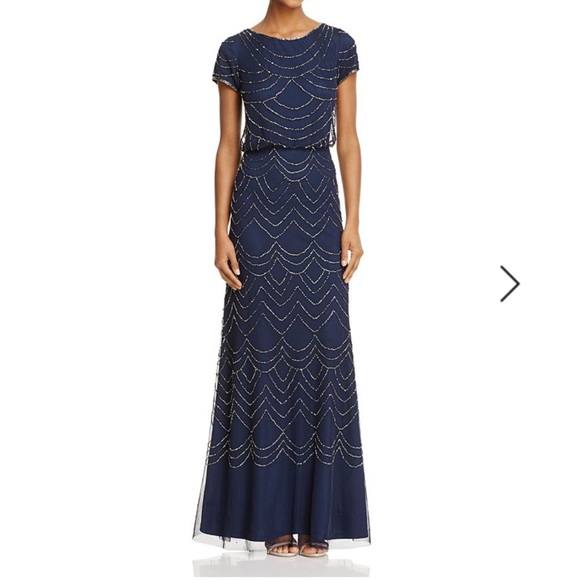 Adrianna Papell Navy Beaded Dress - Picture 1 of 7